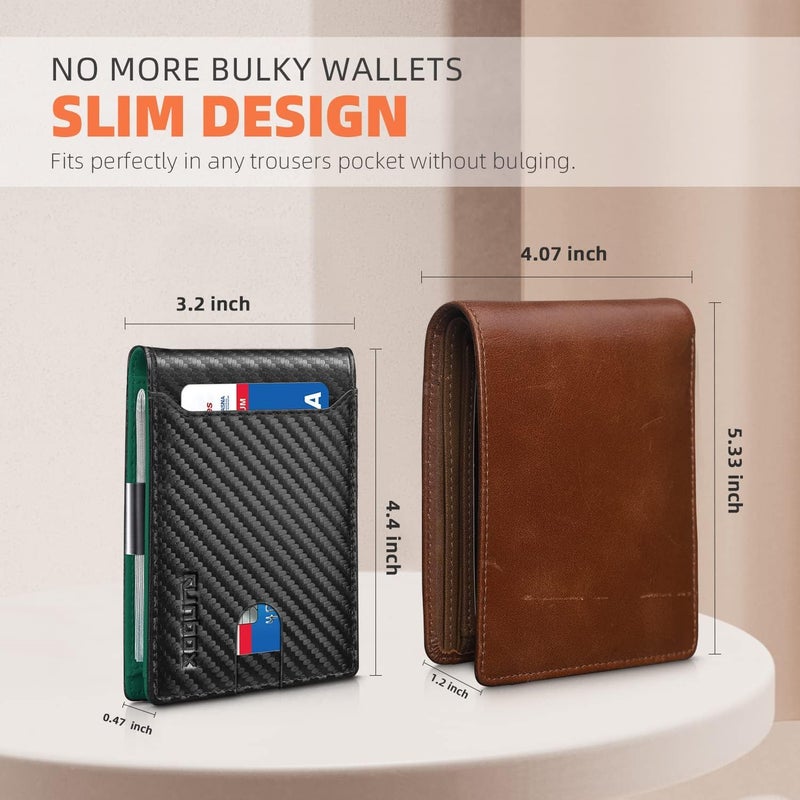 RUNBOX Money Clip Wallets for Men,Slim Leather Mens Bifold Wallet,RFID Blocking Front Pocket Wallet,Thin Credit Card Holder with Gift Box - Image 3